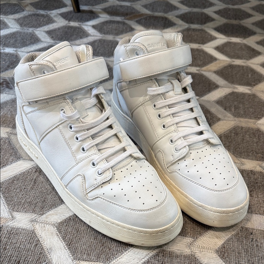 Saint Laurent Off-White High-Top Sneakers